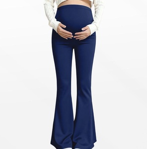 Adjustable Waist Maternity <b>Leggings</b> Pregnancy Women Yoga Fitness Gym Sporty Wide Leg <b>Flare</b> Stack Maternity Yoga Pants Breathable - Product Image 4