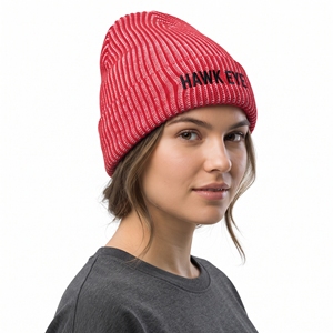 Gorro de Punto Rojo Ojo de Halcón, Unisex, Gorro de Invierno Bordado, Gorra Casual, 100% Acrílico, Hecho a Mano, Estilo Cálido con Puño - Product Image 6