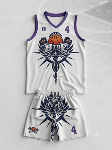 Ensemble de maillots de basket respirants personnalisés, uniforme d'équipe, transfert thermique, 100% polyester, coupe courte, OEM ODM, vente en gros, haute qualité - Product Image 1