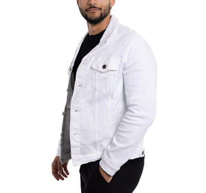 Veste en jean unisexe épaisse de style cowboy, veste en denim noire avec logo en relief, denim pour homme - Product Image 5