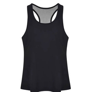Débardeur noir en tricot pour femme, col rond, respirant, uni, coupe décontractée, longueur normale, 100 % polyester - Product Image 1