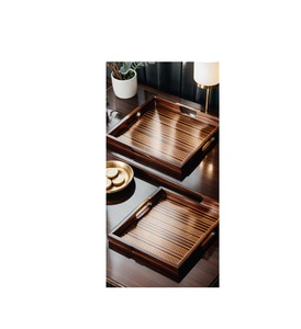 Plateau de service en bois massif exclusif et durable avec un design artistique moderne et antique pour la restauration professionnelle des hôtels et les repas à domicile - Product Image 5