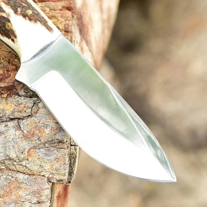 Couteau Skinner à pointe tombante en acier D2, fabriqué à la main par des maîtres artisans, manche en corne, lame fixe de qualité industrielle, pour l'extérieur, ODM - Product Image 4
