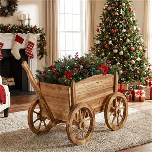 Carrito de Madera Vintage para Macetas con Capacidad para 44 Libras, con Orificio de Drenaje para Plantas de Interior y Exterior, Soporte Versátil para Macetas - Product Image 3