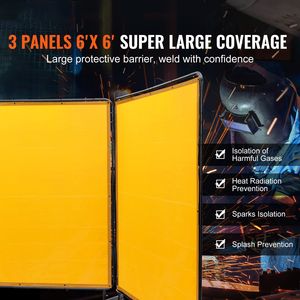 Schermo di Protezione per Saldatura in Vinile Ignifugo a 3 Pannelli 6FT X 6FT con Sistema di Ganci Girevoli a 12 Punti - Product Image 2