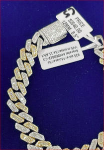 Bracelet chaîne en argent sterling 925 avec moissanite, 12 mm, 8,5 pouces, plaqué or, bijoux pour hommes style hip-hop MXB00612-C3 - Product Image 3