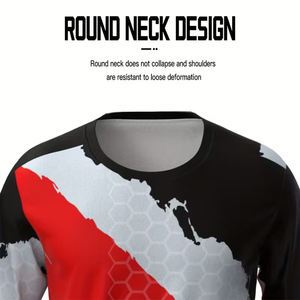 Camisetas de Manga Larga con Cuello en V para Hombre, Diseño y Talla Personalizados, Impresión por Sublimación, 100% Poliéster, Antiarrugas y Transpirables - Product Image 6