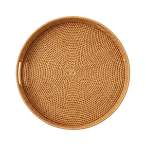 Elegant Round Rattan Tray with Handles Natural Rattan Material Display <b>Basket</b> for Hotel Restaurant Coffee Wholesale - Product Image 3
