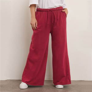 Pantalon de jogging ample rouge pour femme, en polyester et coton, avec logo personnalisé, pour femme - Product Image 1