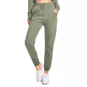 Olive Green Color Pullover Long Sleeves Women's Cropped Tracksuits Breathable Quick Dry Ladies Winter Wear Hoodie Trouser Sets - Product Image 5