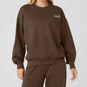 New Arrival <b>Brown</b> Crew Neck Sweatshirt Foe Women Spring <b>Long</b> <b>Sleeve</b> French Terry Blank Pullovers With logo Cotton Sweatshirt - Product Image 5