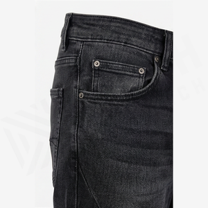 Jean en denim coupe droite délavé foncé pour homme, coupe slim, taille mi-haute, en coton, style décontracté, pantalon d'automne - Product Image 5