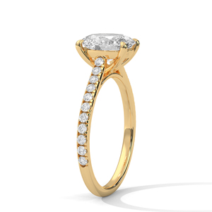 Bague pour femme en or 18 carats avec diamant naturel ovale de luxe certifié - Product Image 3