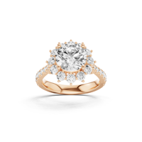 Anillo de Halo con Diamante Cultivado en Laboratorio de Corte Brillante para Mujer, Joyería de Oro de Lujo con Destellos Solares para Compromiso, Fiesta, Boda, Regalo