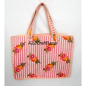 Handmade Hand Block Floral Quilted Eco-Friendly <b>Large</b> Capacity Cotton Fabric Laptop Bag Zipper Office School Use High Quality - Product Image 5