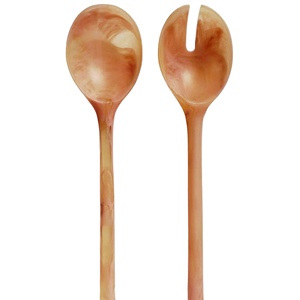 Ensemble de cuillères à salade en corail boueux, ensemble de cuillères à salade en résine et en bois, produit à succès fabriqué en Inde - Product Image 1