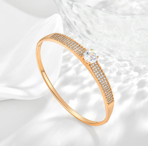Brazalete de Plata de Ley 925 Chapado en Oro Rosa con Circonita, Corte Brillante Redondo, para Regalo de Boda - Product Image 2