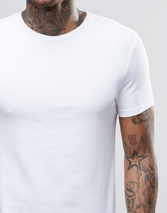 T-shirt pour homme bleu à col rond et manches courtes, coupe classique, en jersey de coton uni, tricoté - Product Image 4