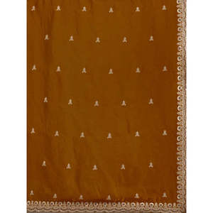 Wedding Apparel Classic <b>Golden</b> Zari Embroidered Silk Reception <b>Saree</b> with Blouse - Product Image 1
