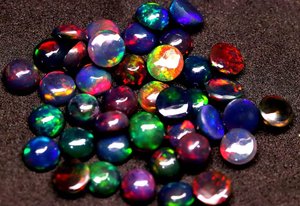 Opale noire éthiopienne naturelle, cabochon rond, 3-10 mm, opale de feu Welo, pierre précieuse en vrac, vente en gros - Product Image 2