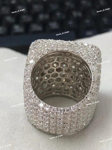 Anillo Clásico Cuadrado con Incrustaciones de Diamantes Moissanite en Plata de Ley 925, Anillo de Declaración Hip Hop para Hombre - Product Image 2