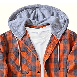 Veste en laine à capuche pour homme avec boutons en corne, logo frontal, une poche, coton et polyester, service OEM, vente en gros - Product Image 4