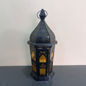 Artisan Design L642 Moroccan Iron Decorative <b>Lantern</b> with <b>Black</b> Finish - Product Image 2