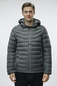 Blouson matelassé blanc à capuche pour femme, léger, coupe-vent, fermeture éclair sur le devant, manteau d'hiver décontracté, couleur unie, coupe ajustée, polyester, polaire - Product Image 3