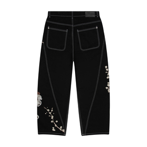 Jeans en denim évasé décontracté Y2K avec broderie personnalisée, tissu de qualité supérieure ultra-doux, respirant, écologique, séchage rapide, coton - Product Image 2