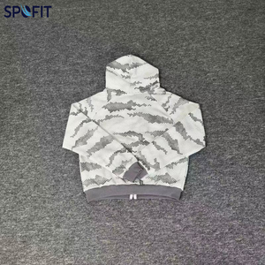 Men's <b>Zip</b>-Up Hoodie 100% Cotton Vintage Sporty Fashion Unisex Oversized 450g Fabric Weight Butterfly Pattern Pocket Design - Product Image 5