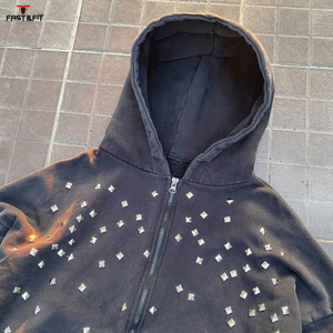 Sudaderas con Capucha de Color Sólido para Invierno, de Alta Calidad, con Diseño de Logotipo Personalizado, Adornadas con Pedrería, Teñidas con Tinte Natural, 100% Algodón Felpa, Precio Bajo - Product Image 5