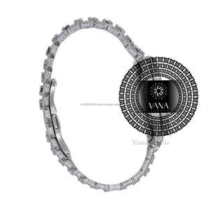 Vana Jewels Luxury Men's Stainless Steel Mechanical <b>Watch</b> Full Iced Automatic Moissanite 41mm Push Button Hidden Clasp Auto Date - Product Image 4