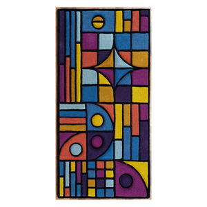 Tapis en laine tufté à la main, design géométrique abstrait chromatique 3D, art moderne coloré, tapis fait main pour salon - Product Image 5