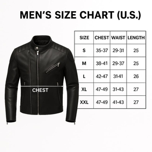 Men's Black <b>Sheepskin</b> Leather Biker <b>Jacket</b> - Slim Fit Moto Coats New Fashion Solid Pattern Casual Style Front Logo - Product Image 6