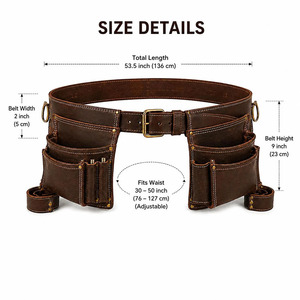 Ceinture à outils de charpentier moderne en cuir de vachette de qualité supérieure avec rangement organisé, supports de quincaillerie durables, maintien sécurisé et taille réglable - Product Image 5