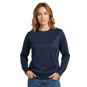 Men's <b>Navy</b> Blue Crew Neck Pullover Sweatshirt Regular Fit Knitted Solid Color Casual Long Sleeve <b>Top</b> - Product Image 4