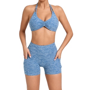 Nouveau soutien-gorge de gymnastique uni ensemble de leggings de yoga logo personnalisé ensemble de yoga ensemble de yoga décontracté de haute qualité pour femmes - Product Image 1