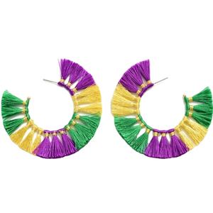 Handmade Classic Style Green Christmas <b>Tree</b> Embroidery Earrings for girl and women from India - Product Image 6