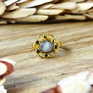 Fashionable Moonstone <b>Rings</b> Boho Brass Jewelry Women 18k Gold Plated Floral <b>Crown</b> Statement Band Fine Fashion Wholesale/OEM/ODM - Product Image 1