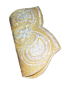 Pochette dorée perlée scintillante pour soirée avec fermeture à rabat - Product Image 1