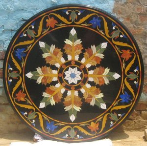 Beautiful <b>Round</b> Shape Polished Pietra Dura Handmade <b>White</b> Marble Inlay <b>Table</b> Top For Hotel <b>Table</b> Top And Home Decoration Price - Product Image 5