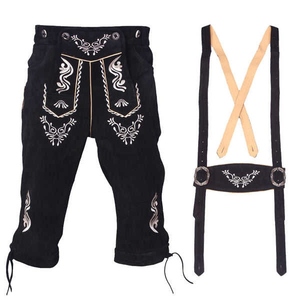 Shorts en cuir traditionnels bavarois pour hommes, brodés, style Lederhosen, pour festivals et événements culturels - Product Image 2