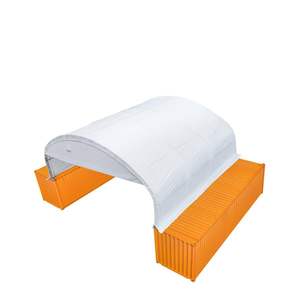 Rifugio per contenitore a doppia capriata da 30X20 'per impieghi gravosi da 17 oz copertura in PVC con chiusura a parete e ripiano per TMG-DT3020CF anteriore - Product Image 4