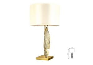 Modern luxury silver <b>feather</b> sculpture table lamp black fabric <b>shade</b> Art Deco bedside living room home decor desk <b>light</b> - Product Image 3
