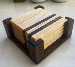 Modern Square Wooden Coaster Set Non-Slip Table <b>Mats</b> For Drink Glasses from India - Product Image 5