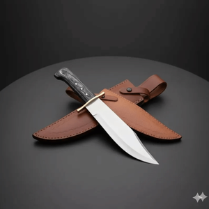 Cuchillo Bowie de Acero de Damasco Hecho a Mano con Punta Clip, Guarda de Latón Fija, Mango de Madera, para Uso Exterior, Proveedor Mayorista EE. UU. - Product Image 2