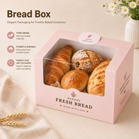 Boîtes à pain auto-élevables en papier rose de qualité alimentaire, fabriquées à partir de matériaux recyclés, résistantes à la graisse, avec fenêtre