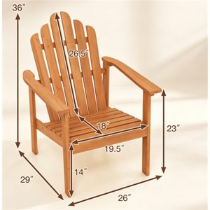 Sedia Adirondack in Legno Massello di Acacia, Capacità 180 kg, Seduta Inclinata, per Esterni, Patio, Giardino, con Braccioli Larghi, Pieghevole - Product Image 3