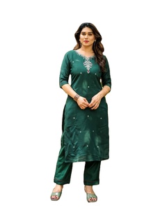 ผ้าไหมปักลายสีไวน์และสีเขียวความยาวถึงเข่าและฐานแฟนซีสวมใส่ได้ทุกวัน - Product Image 1