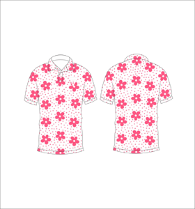 เสื้อโปโลพิมพ์ลายดอกไม้สีชมพูสำหรับผู้ชาย แขนสั้น แฟชั่นลำลอง เสื้อกอล์ฟ รับทำโลโก้ตามสั่ง OEM ODM ขายส่ง - Product Image 6
